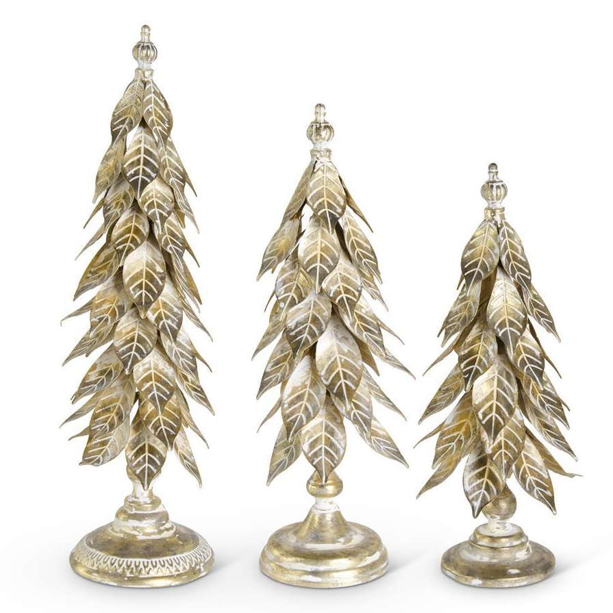 Gold Metal Holly Leaf Tree