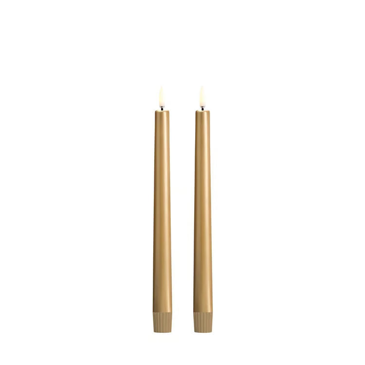 LED Taper Candle, Gold Finish, Smooth