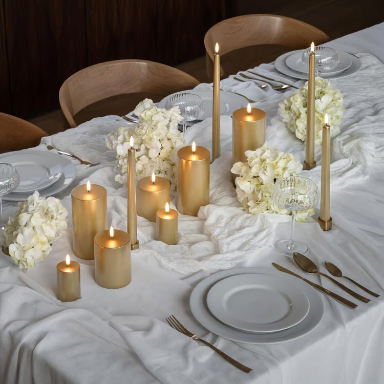 LED Taper Candle, Gold Finish, Smooth