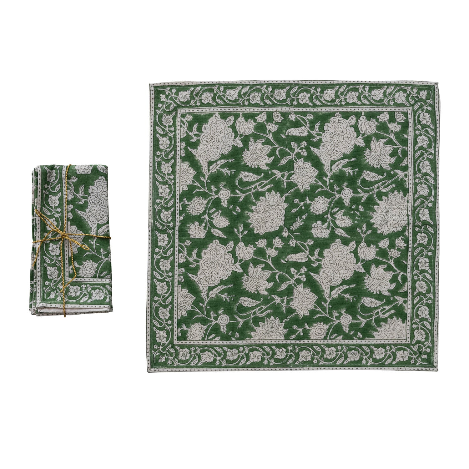 Floral Pattern, Green & White