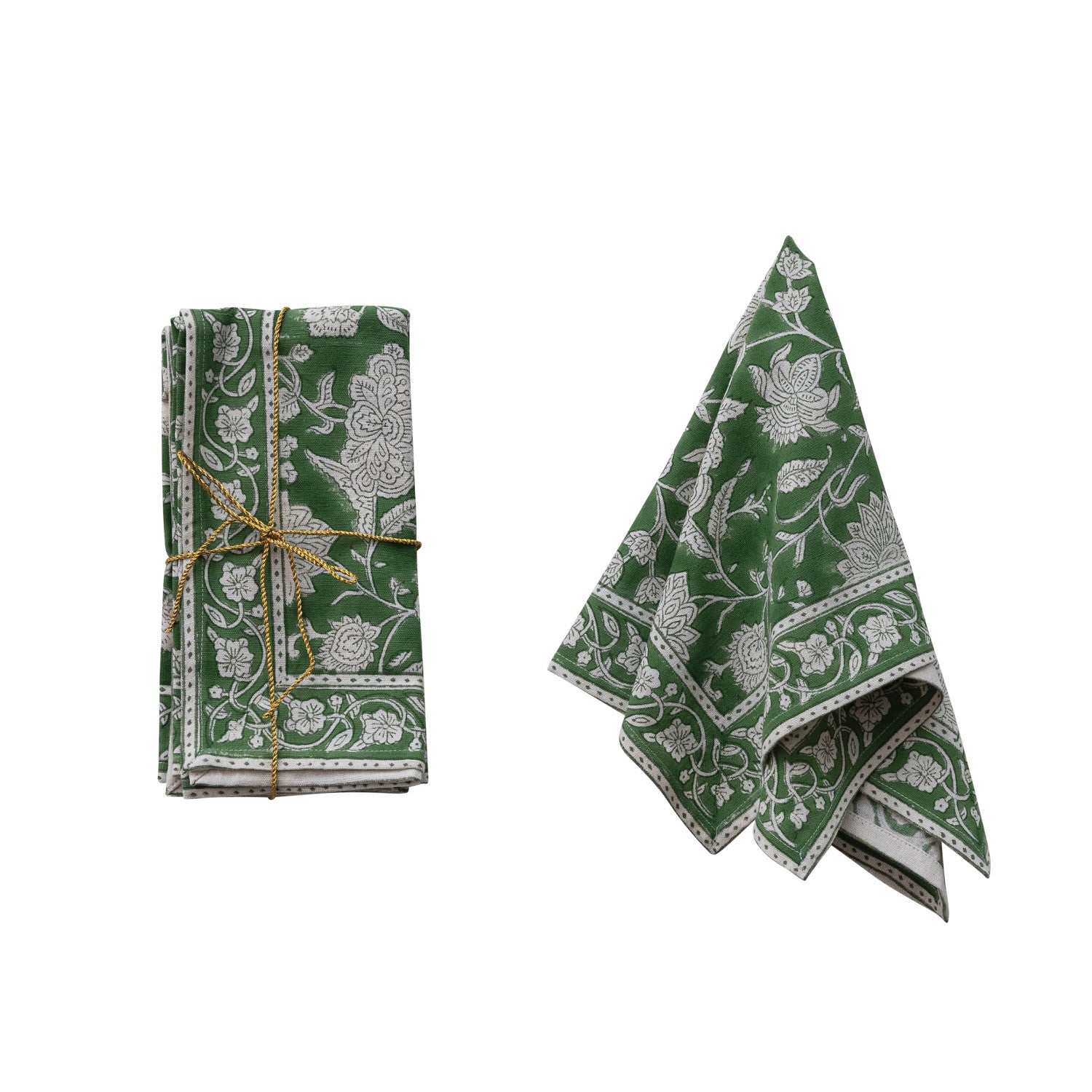Floral Pattern, Green & White