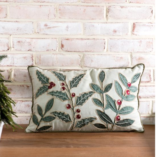 Green Holly Pillow