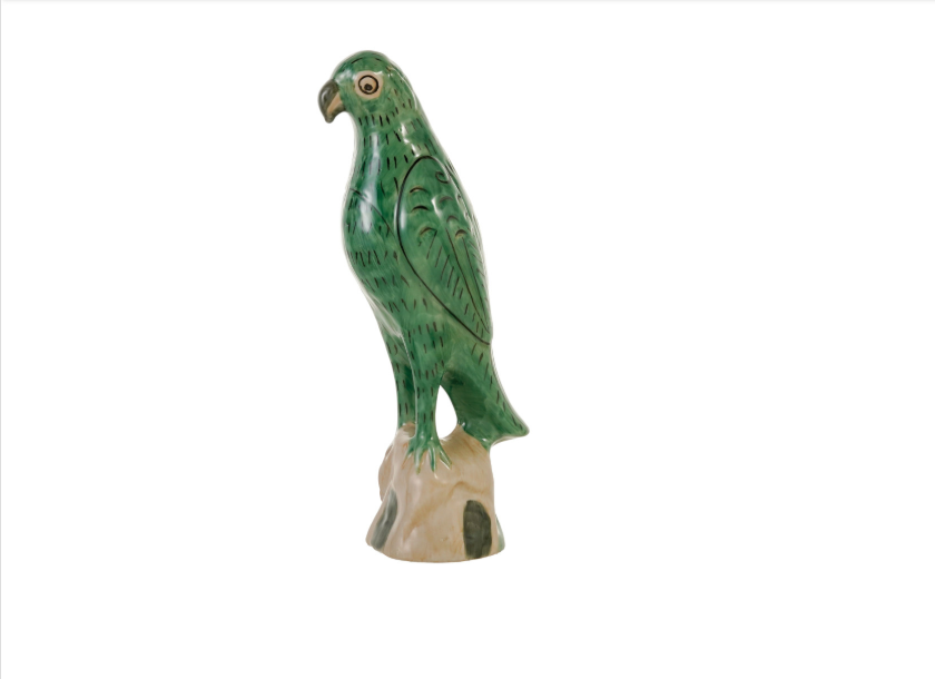 Hand-Painted Stoneware Vintage Reproduction Parrot
