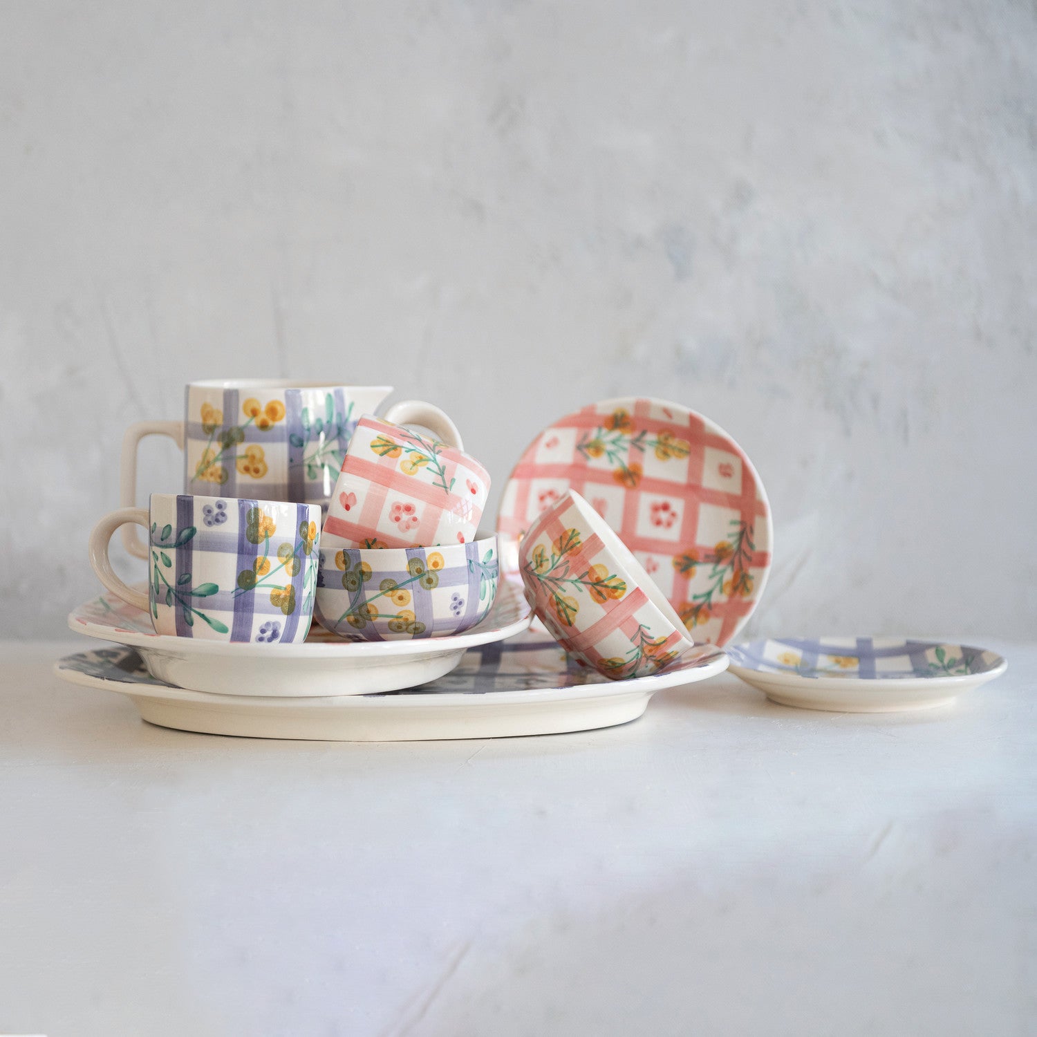 Hand-Painted Stoneware Mug, 2 Styles