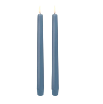 LED Taper Candle, Hazy Blue, Smooth, 2-pack