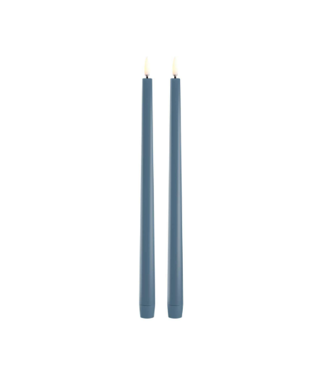 LED Slim Taper Candle, Hazy Blue, Smooth, 2-pack