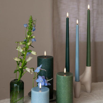 LED Slim Taper Candle, Hazy Blue, Smooth, 2-pack