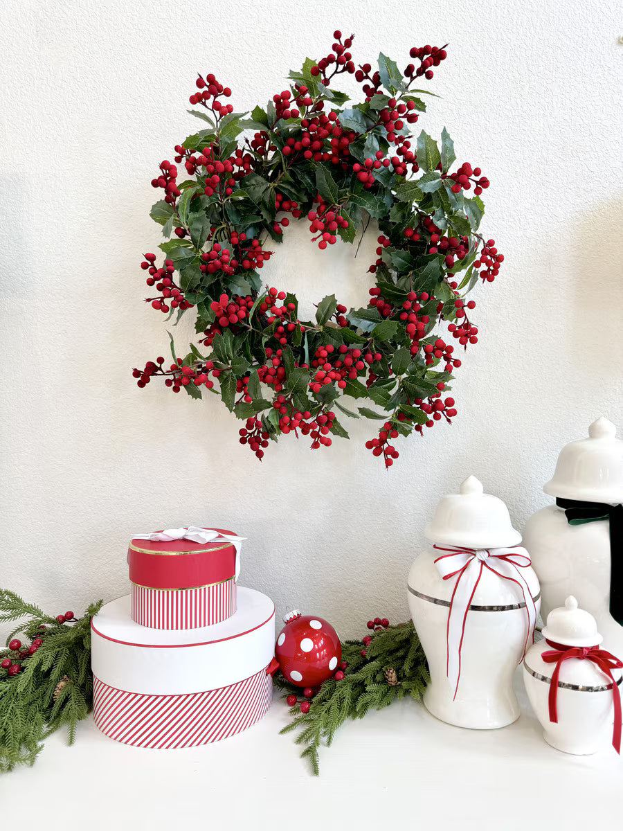 Holly & Red Berry Wreath