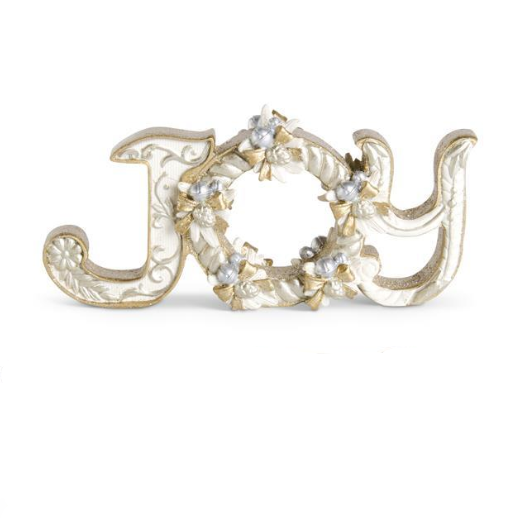 Cream & Gold Resin Tabletop Cutouts w/Wreath