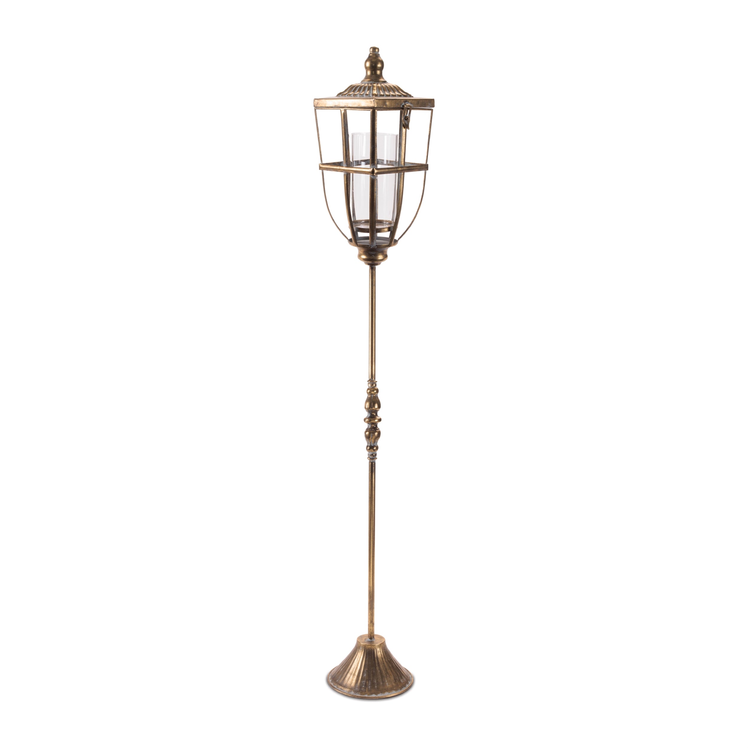 Gold & Glass Lantern on stand