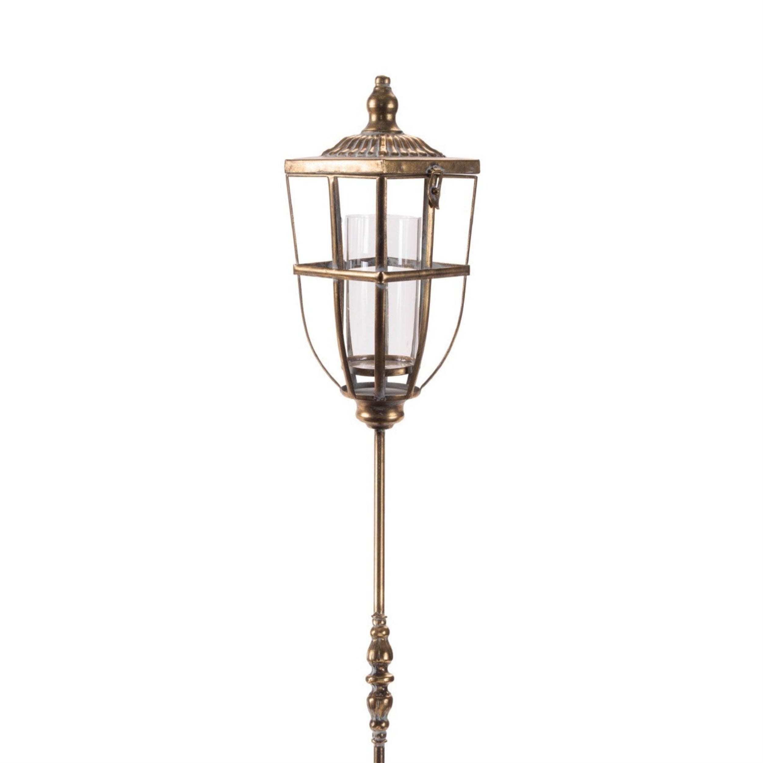 Gold & Glass Lantern on stand