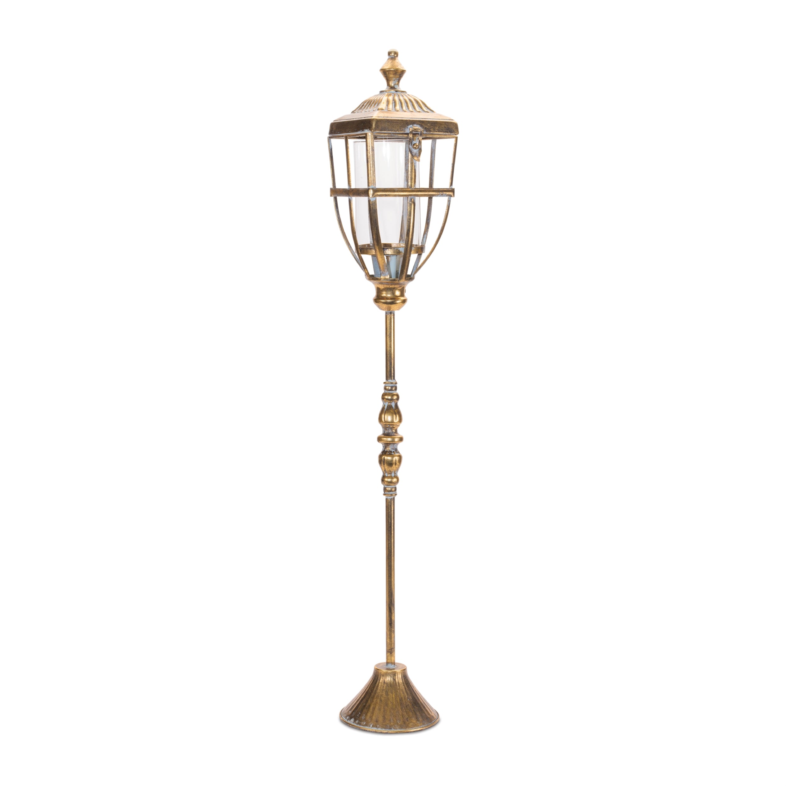 Gold & Glass Lantern on stand
