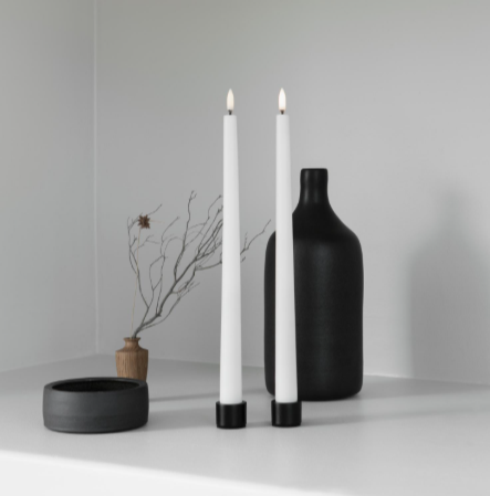 LED Taper Candle, Nordic White, Smooth, 2-pack