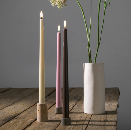 LED Taper Candle, Ivory, Smooth, 2-pack