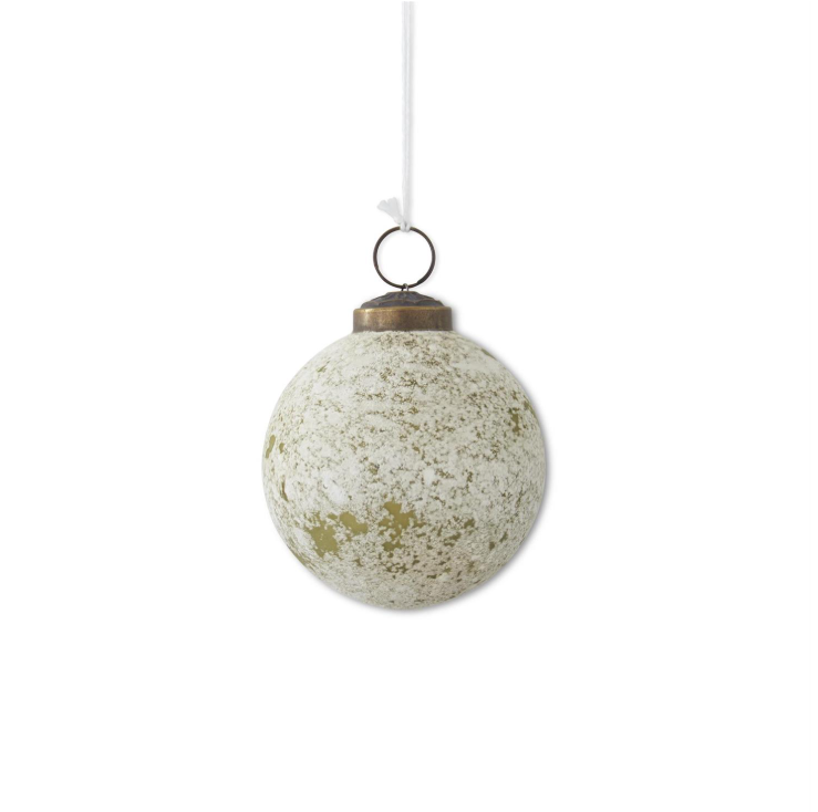 White Speckled Light Green Glass Ornament