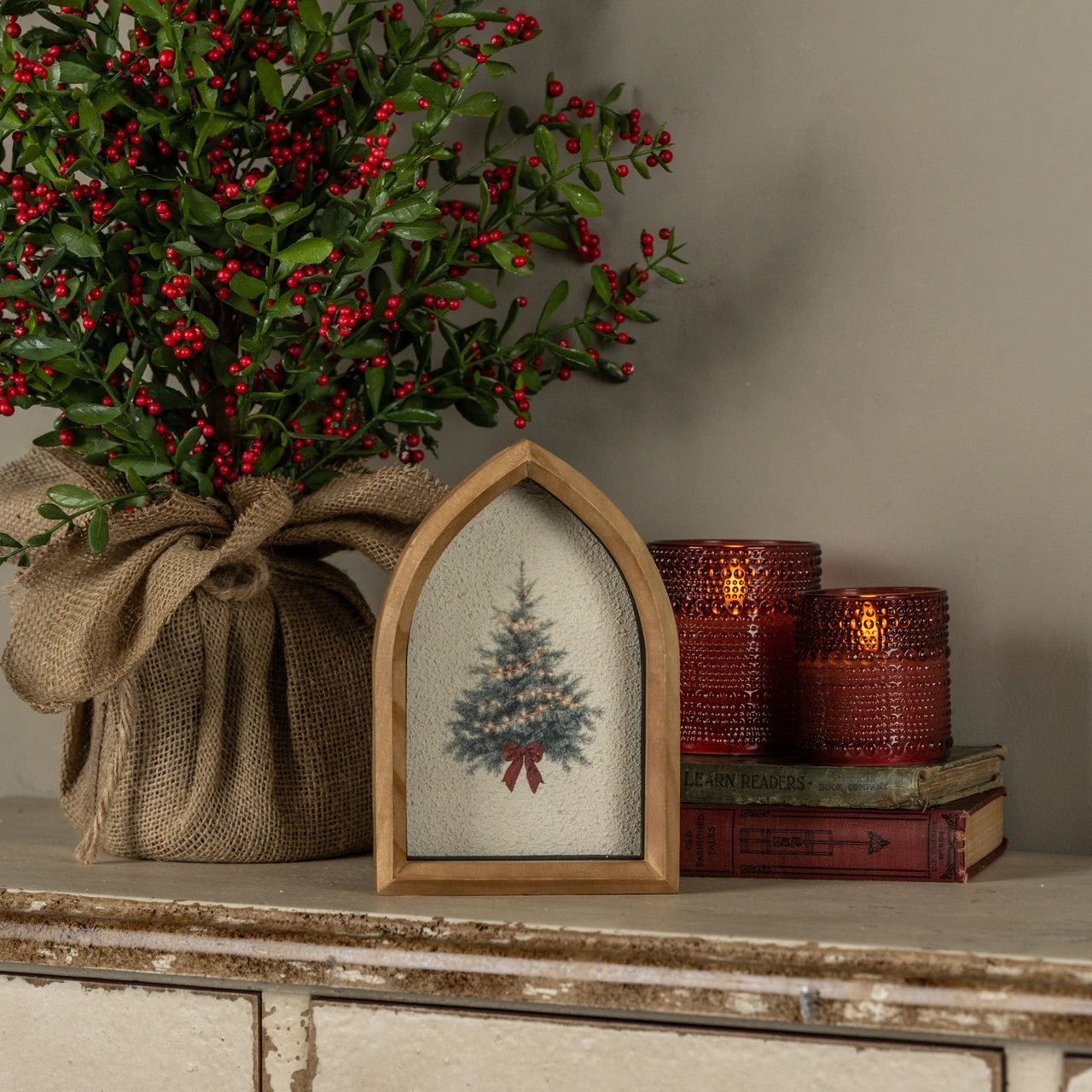 LIGHTED TREE FRAMED TABLETOP SIGN