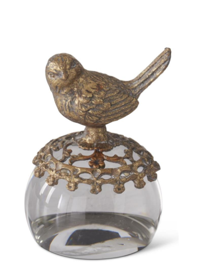 Gold Metal & Glass Paperweight