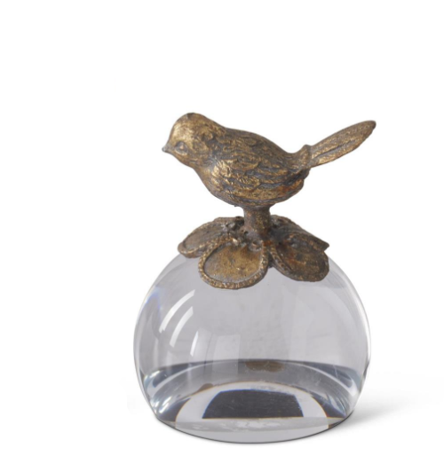 Gold Metal & Glass Paperweight