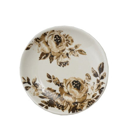 Stoneware Plate Shaped Magnet with Floral Image, 6 Styles