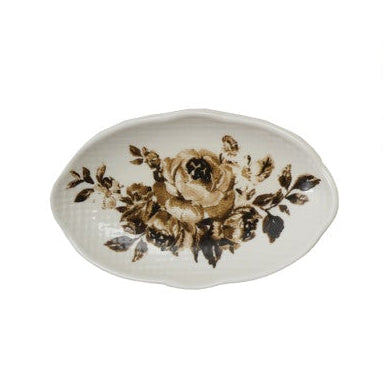 Stoneware Plate Shaped Magnet with Floral Image, 6 Styles