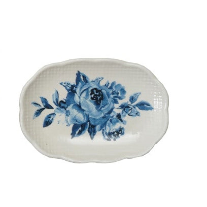 Stoneware Plate Shaped Magnet with Floral Image, 6 Styles