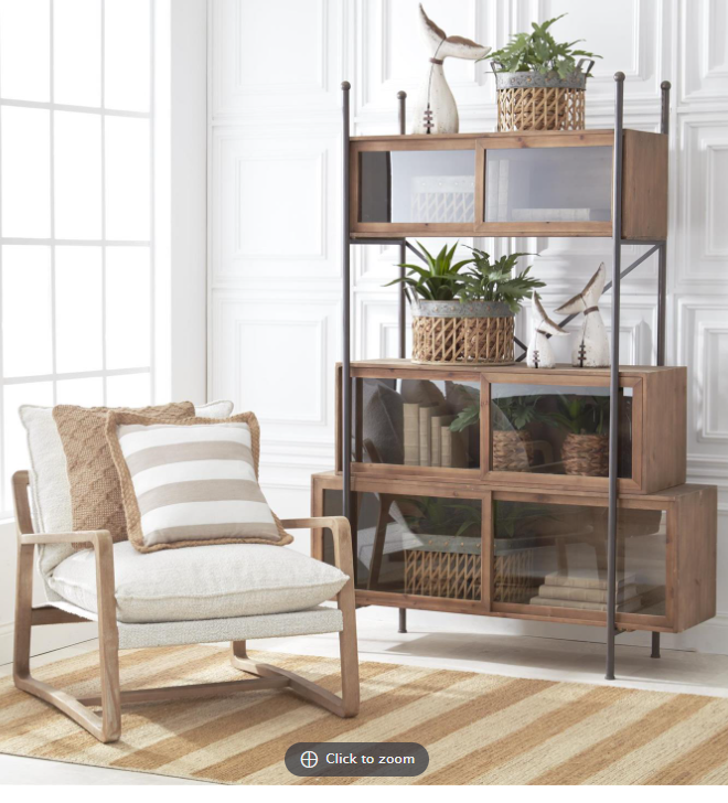 Modern Dark Metal and Wood Mid Century Inspired Cabinet