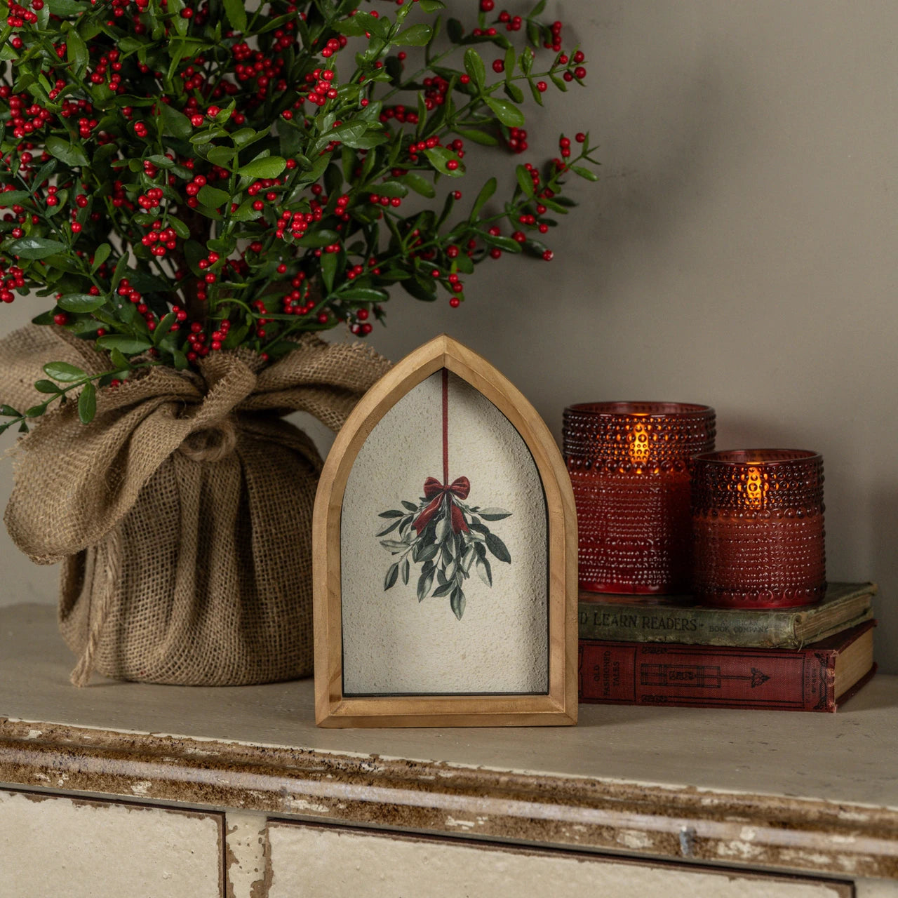 MISTLETOE FRAMED TABLETOP SIGN