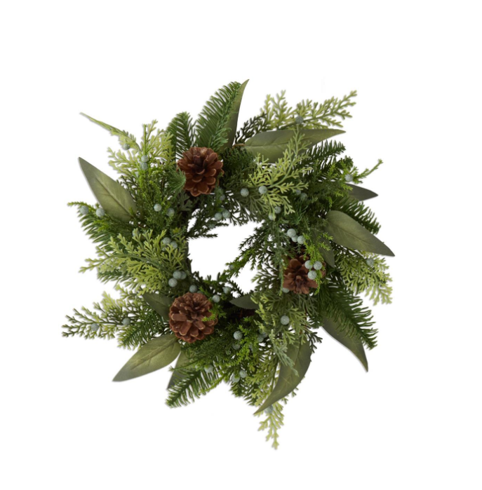 Mixed Pine Candle Ring w/Eucalyptus & Pinecones