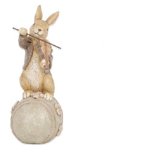 Brown Resin Musical Bunny on Egg, 3 Styles