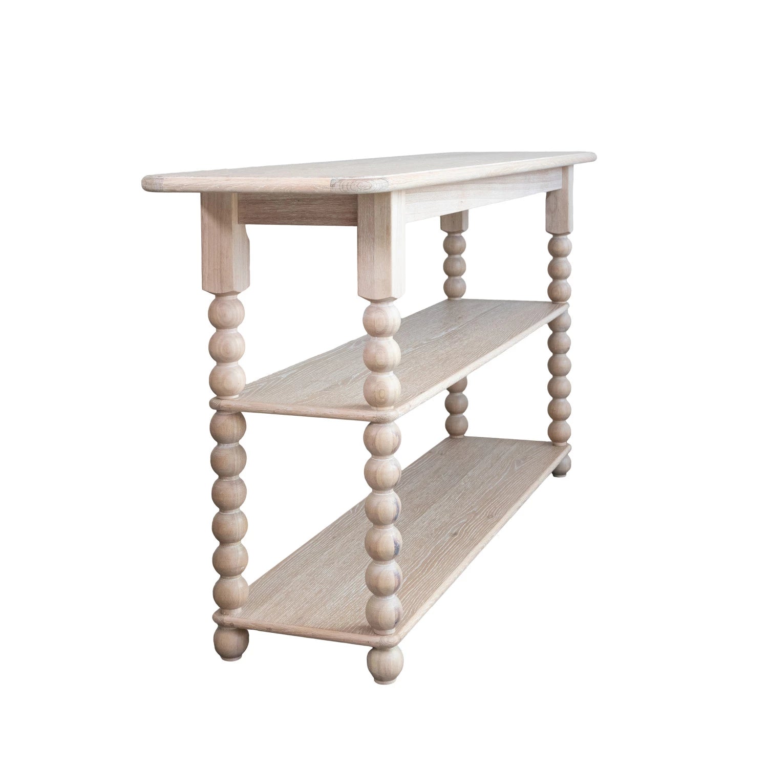 Console Table with 2 Shelves & Turned Legs, Natural