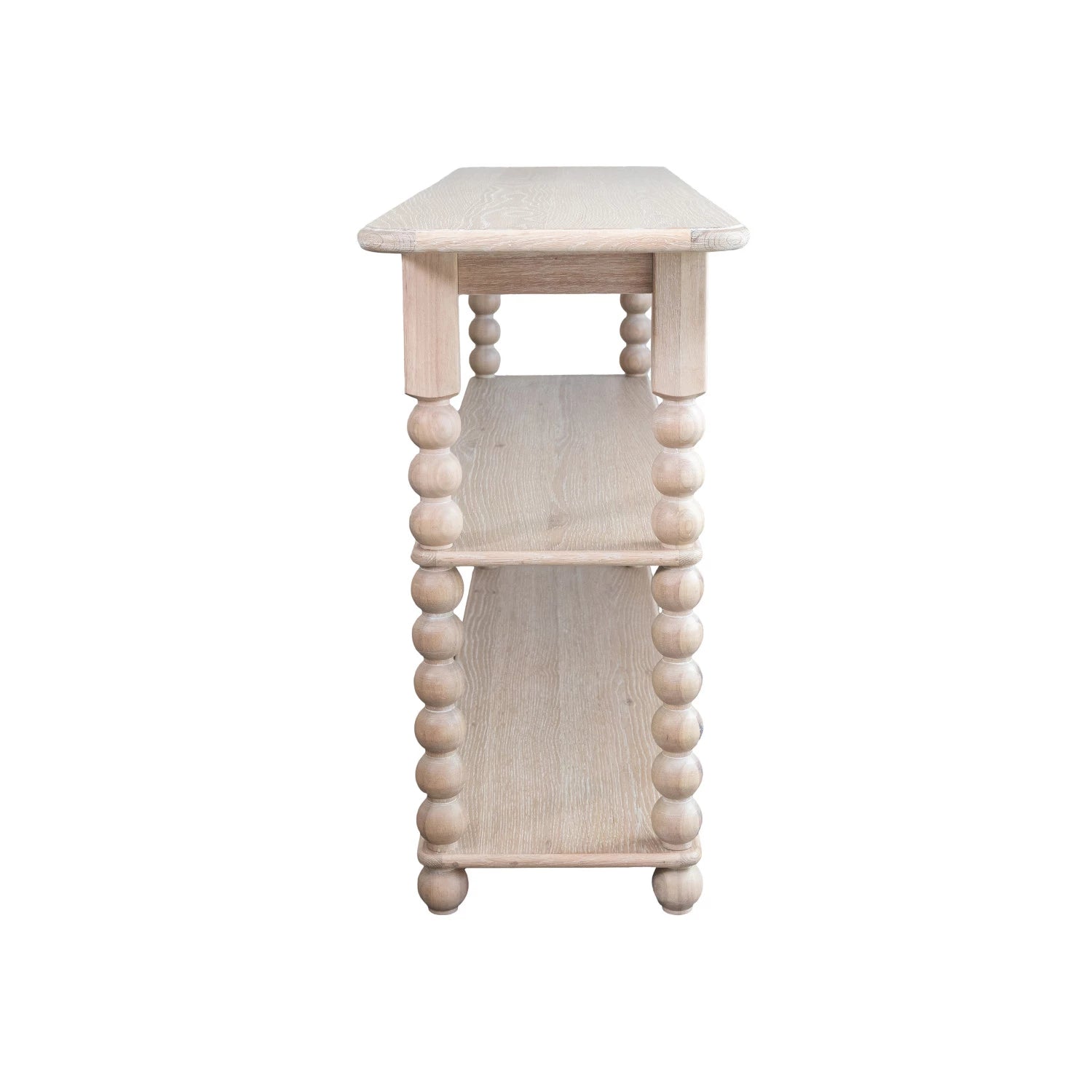 Console Table with 2 Shelves & Turned Legs, Natural