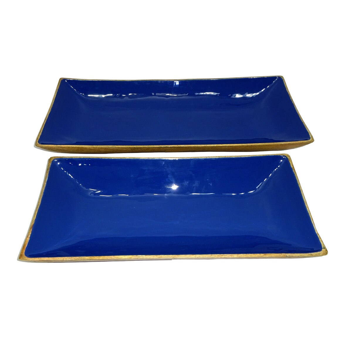 Enamel and Mango wood Rectangular Tray