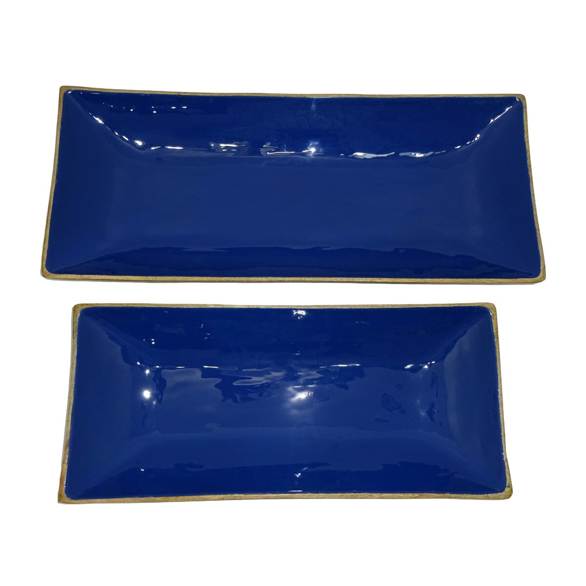 Enamel and Mango wood Rectangular Tray