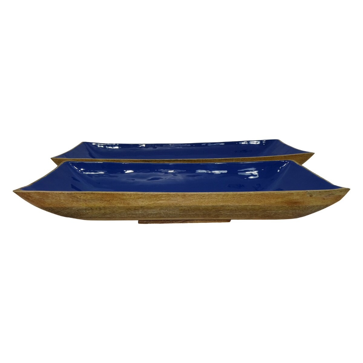 Enamel and Mango wood Rectangular Tray