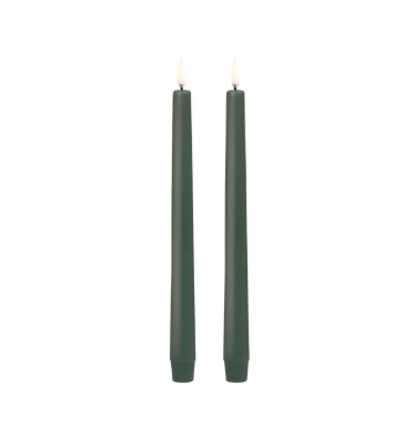 LED Taper Candle, Olive Green, Smooth, 2 pack