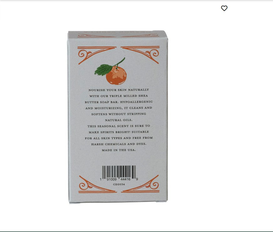 Orange Vanilla Scented Olive Oil & Shea Butter Triple Milled Bar Soap