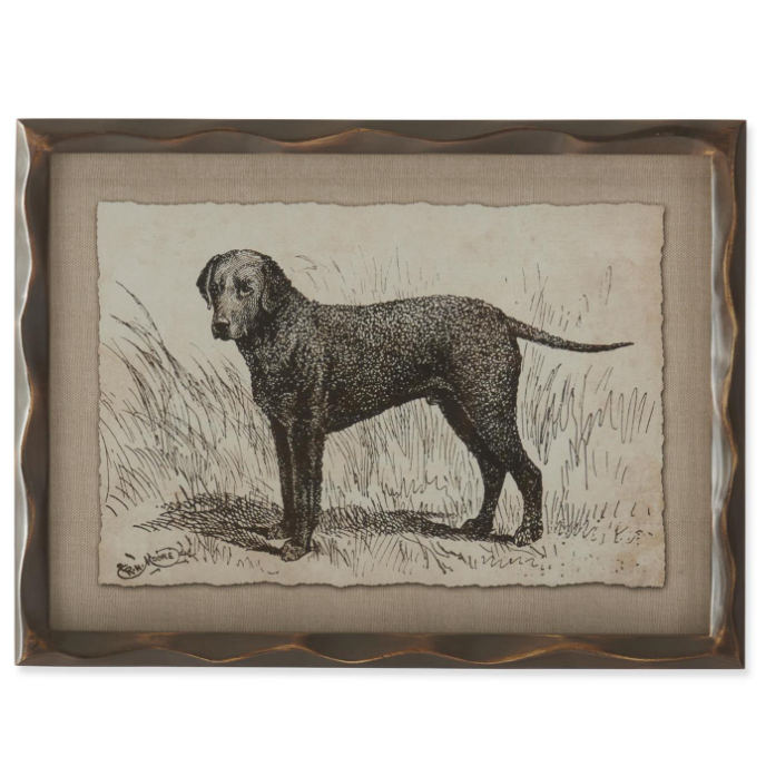 Ornate Brown Wood Framed Dog Prints