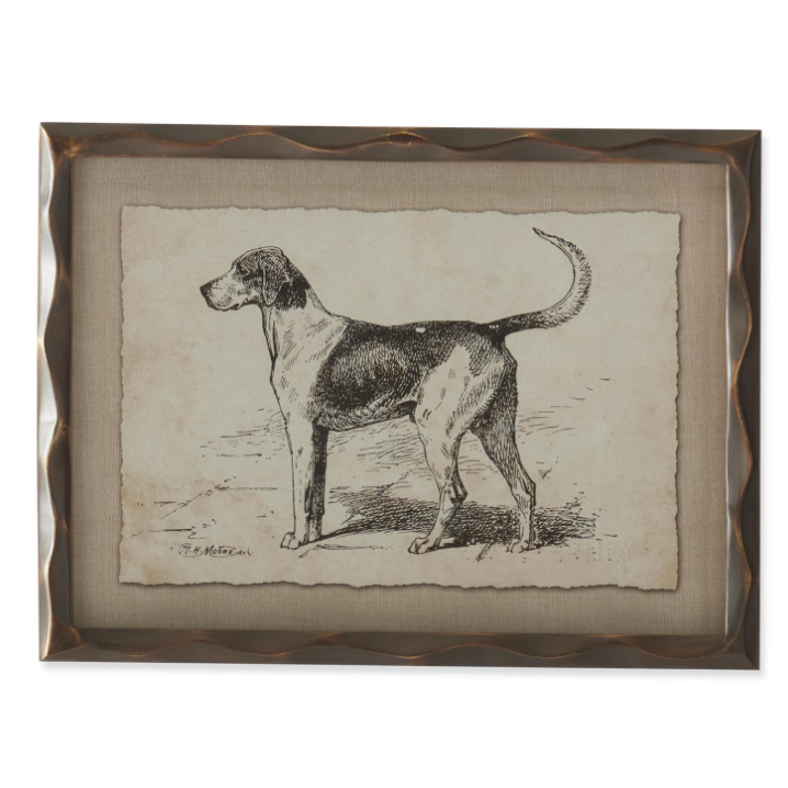 Ornate Brown Wood Framed Dog Prints