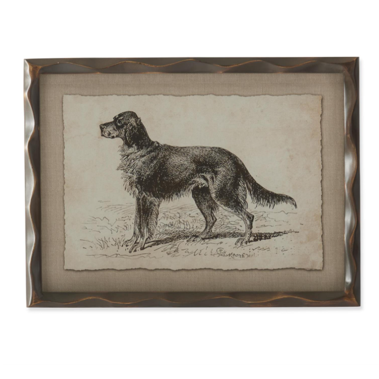Ornate Brown Wood Framed Dog Prints