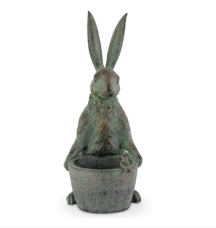 Patina Green Rabbit w/Planter