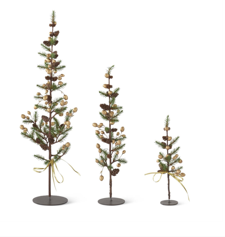 Pine Twig Trees w/Gold Berries & Mini Pinecones