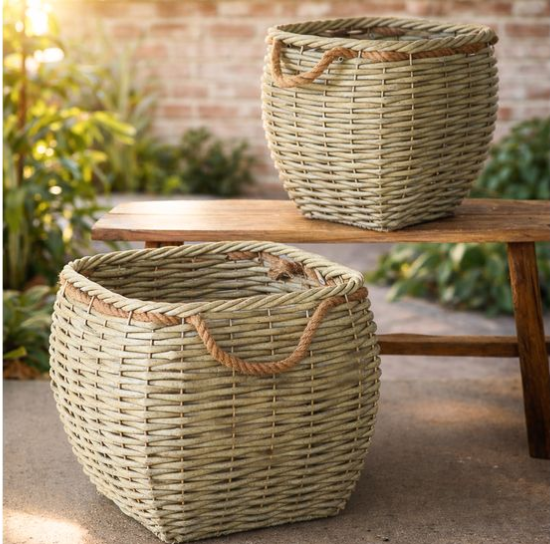 RATTAN/WIRE IN/OUTDOOR BASKET