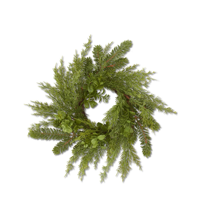 Real Touch Boxwood and Mixed Pine Candle Ring