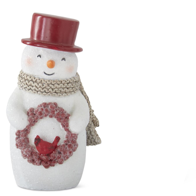 Glittered Snowmen w/Red Top Hats