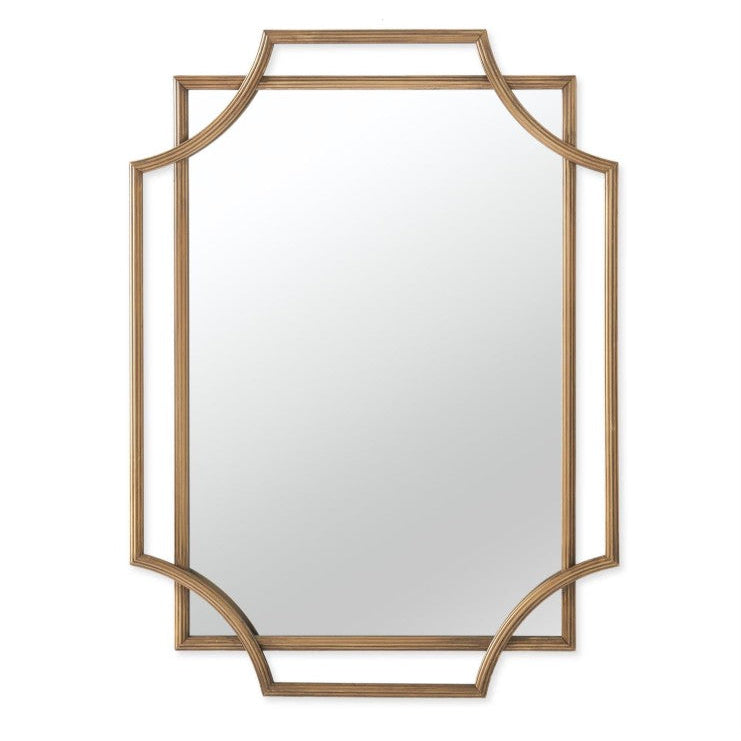 Ribbed Gold Metal Double Framed Mirror