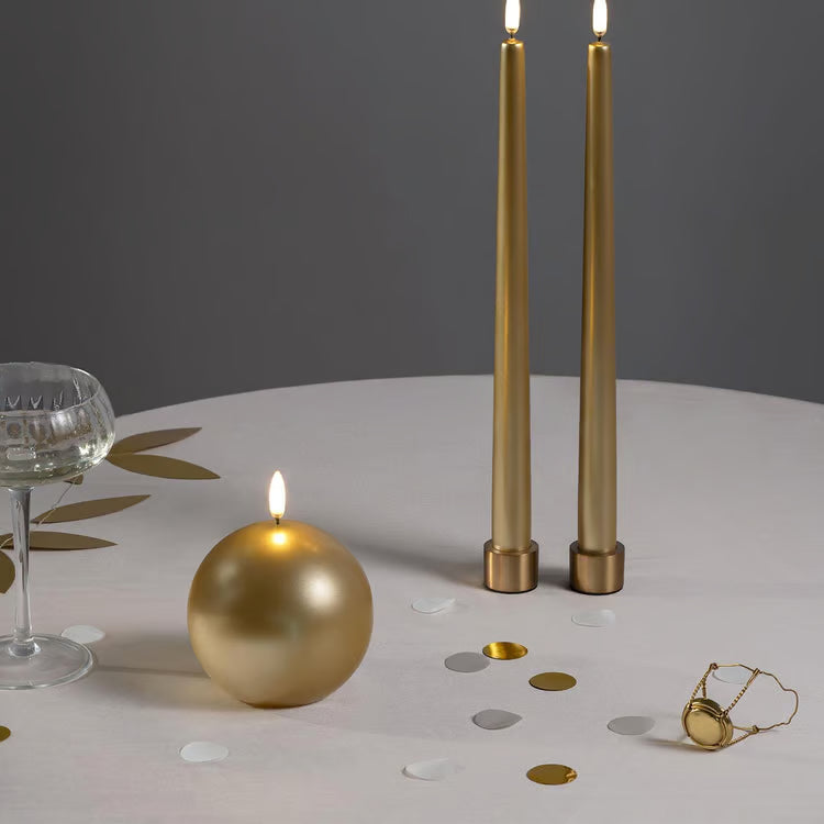 LED Round Candle, Gold
