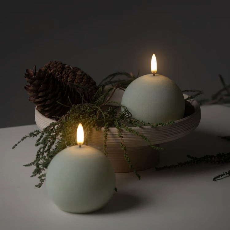 LED Round Candle, Sage Green,