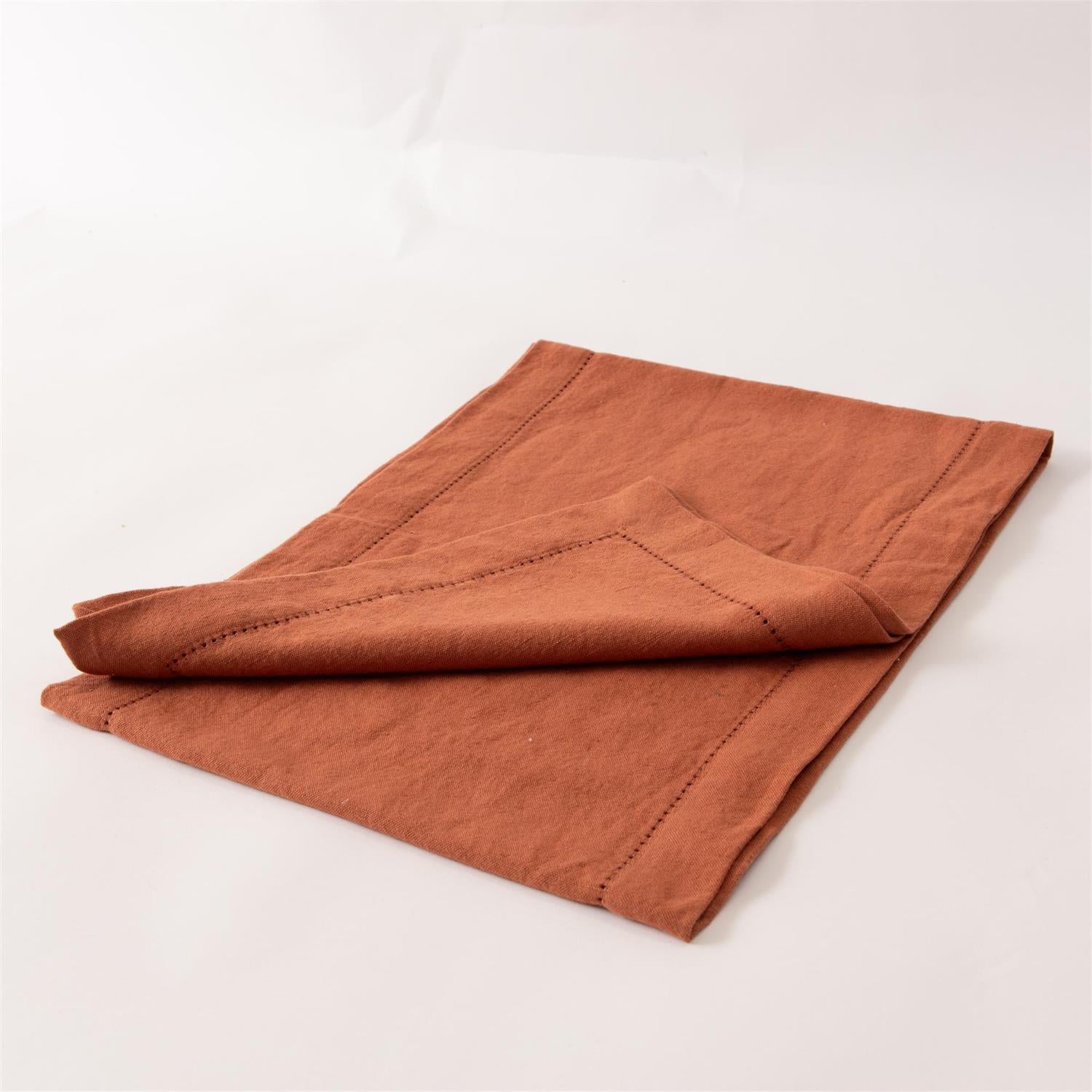 Table Runner - Stonewashed Linen Blend, Rust