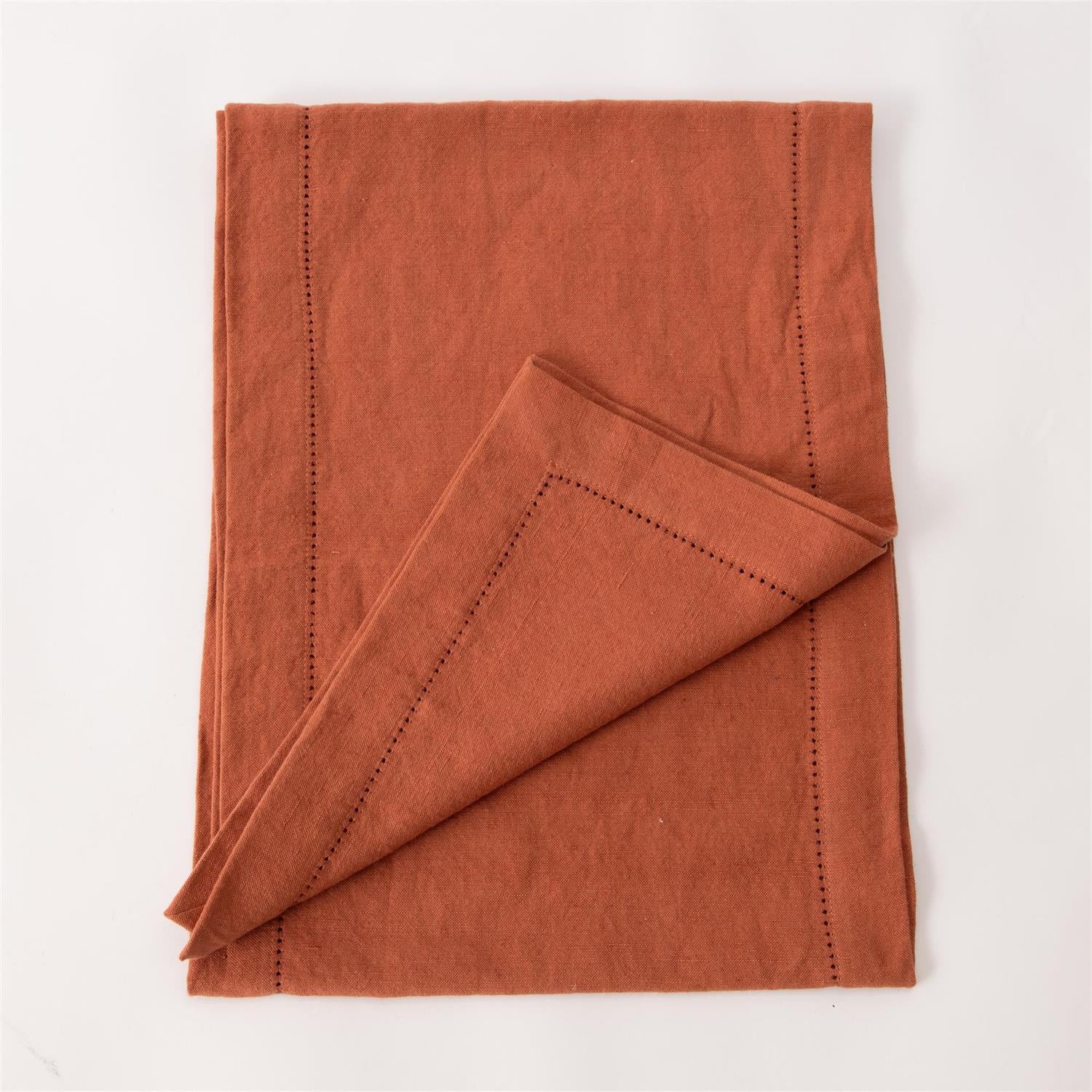 Table Runner - Stonewashed Linen Blend, Rust