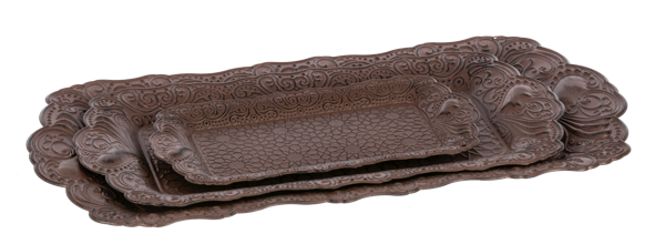 Embossed Filagree Rust Tray